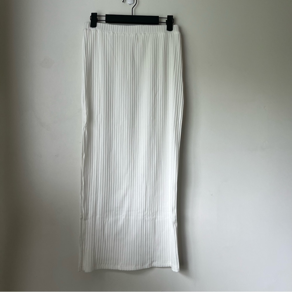 Princess Polly Ellie White Rib Slit Midi Skirt 6